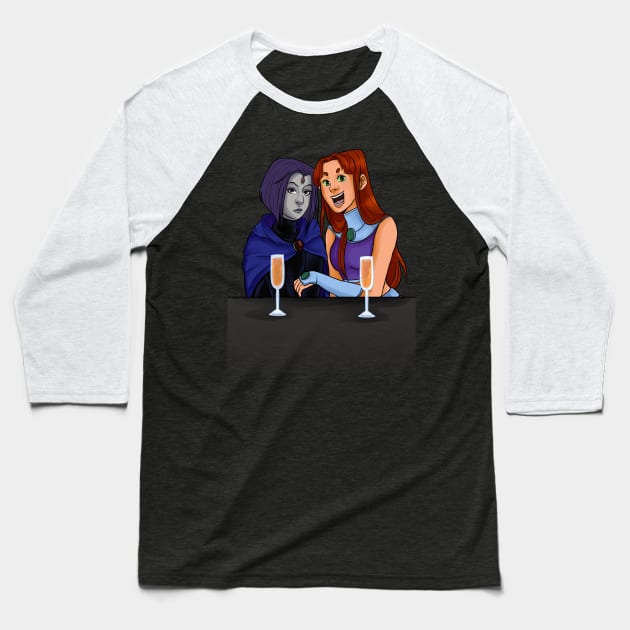 Raven and Starfire At Brunch Baseball T-Shirt by NerdyBabesBrunch